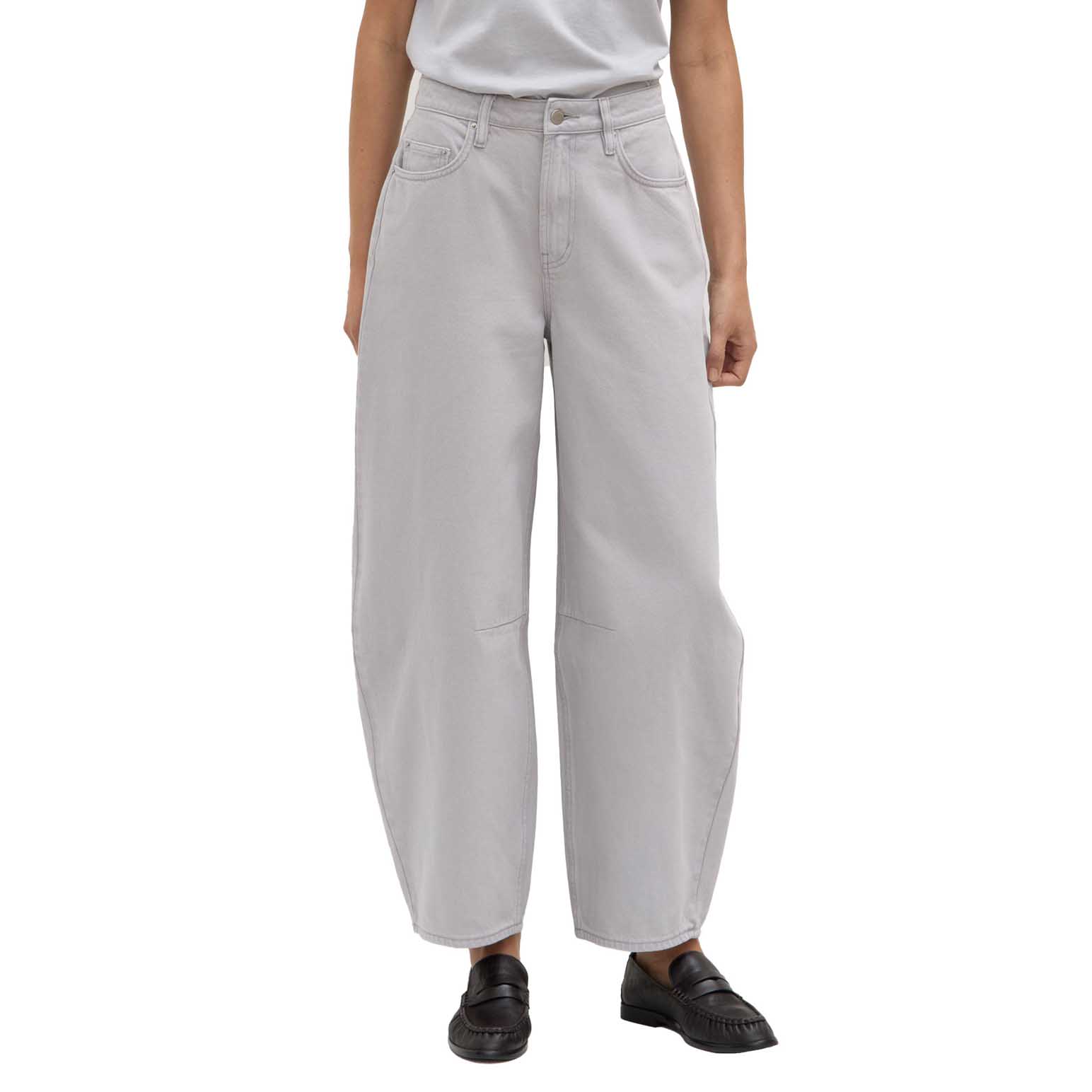 Assembly Label High Rise Barrel Jean Light Grey